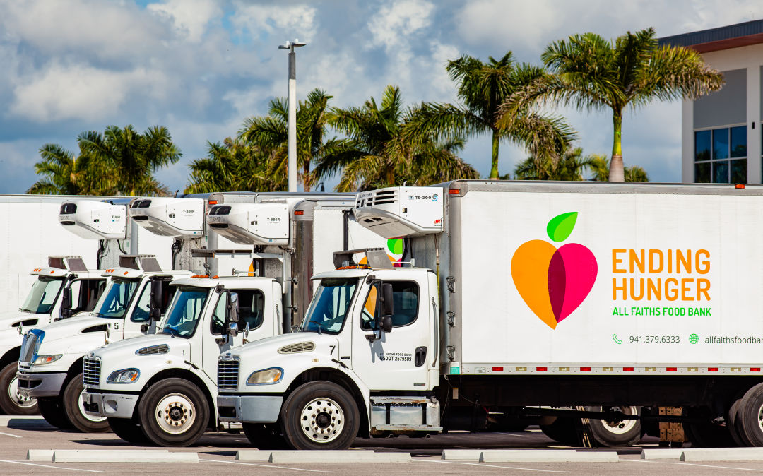 All Faiths Food Bank delivery trucks