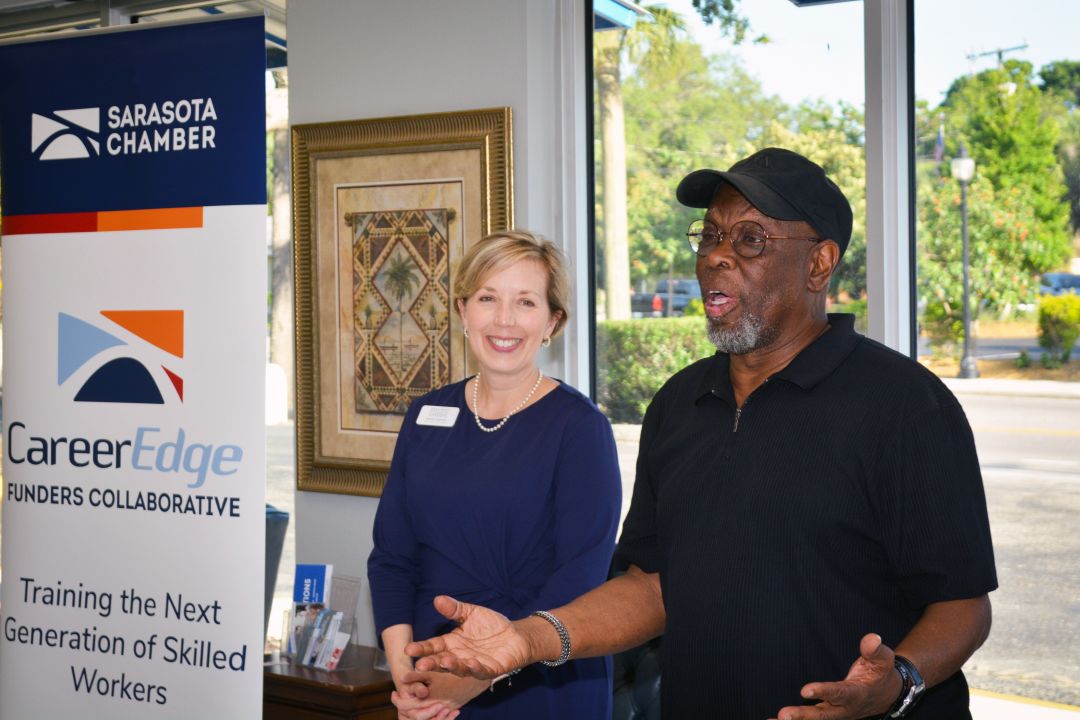 Selby Gardens' Wendy Deming and Walter Gilbert at the CareerEdge graduation.