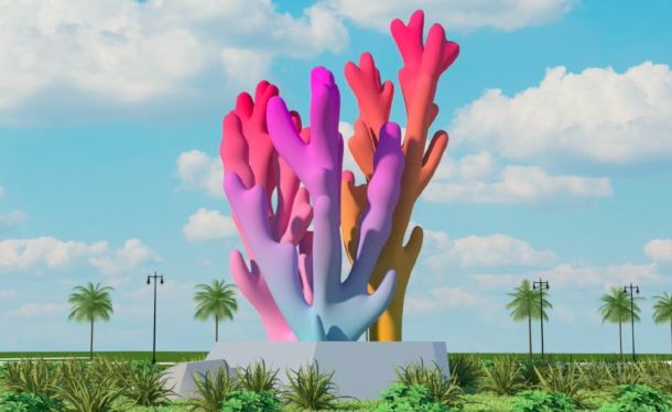 Rendering of the public art piece, a large coral, that the Art Committee voted to recommend to the City of Sarasota.