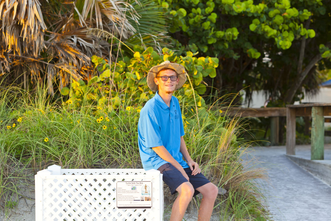 Caleb Jameson with his Turtle Safe Toy Box