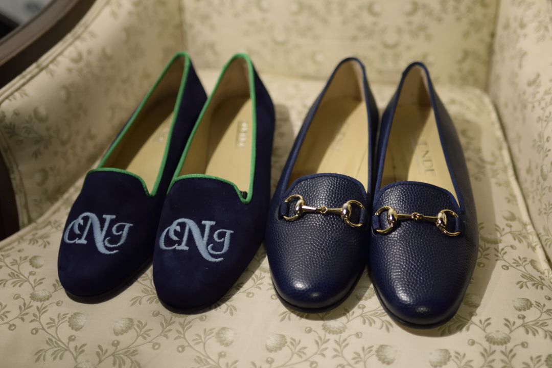 Duende bespoke monogram in navy suede and in stock navy pebblegrain leather with horsebit ladies praac8