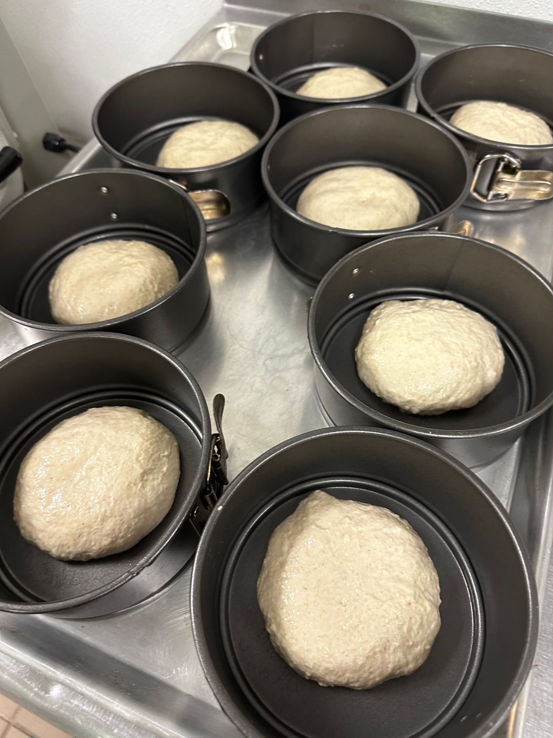 Individual focaccia, before proofing.