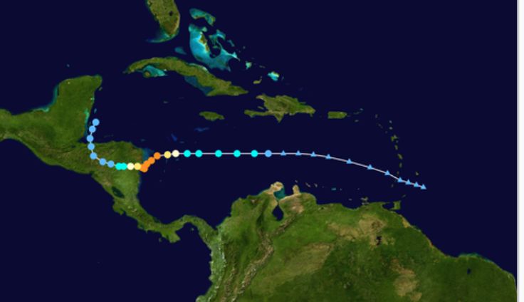 Hurricane Eta's path so far.