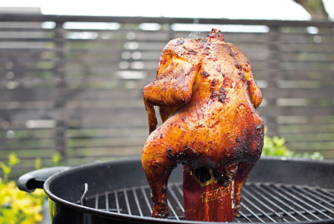 Cast Iron Beer Can Chicken & Garlic Roaster