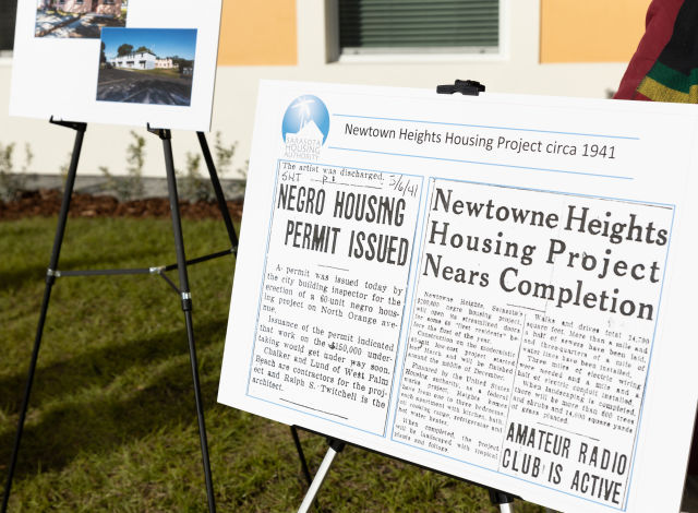 A copy of a 1941 news article announcing the opening of a segregated, low-income housing project in Newtown.