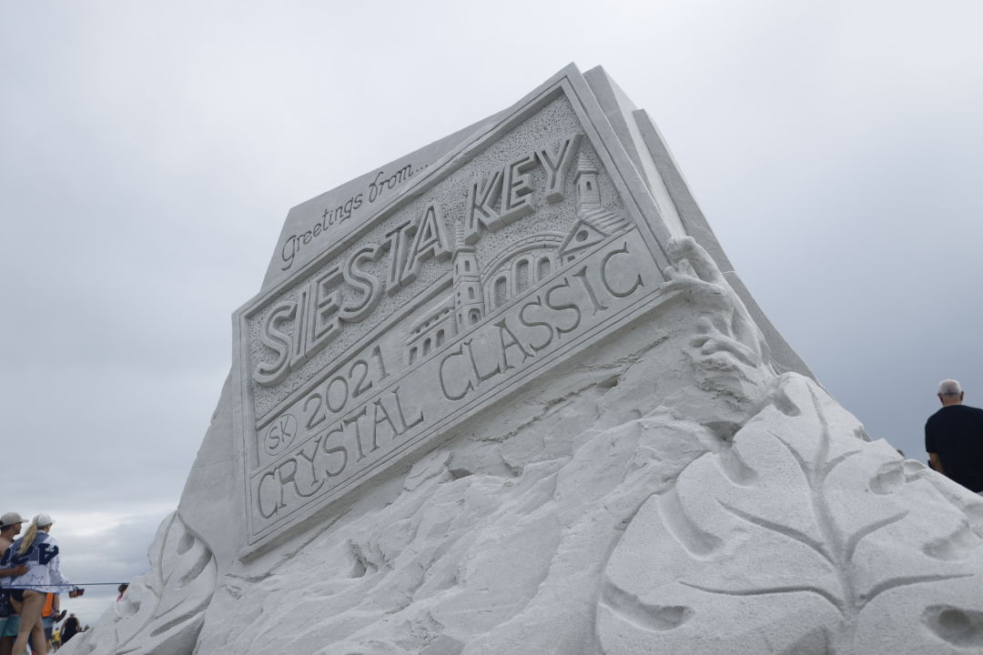 A welcome sand sculpture at last year's Siesta Key Crytal Classic.