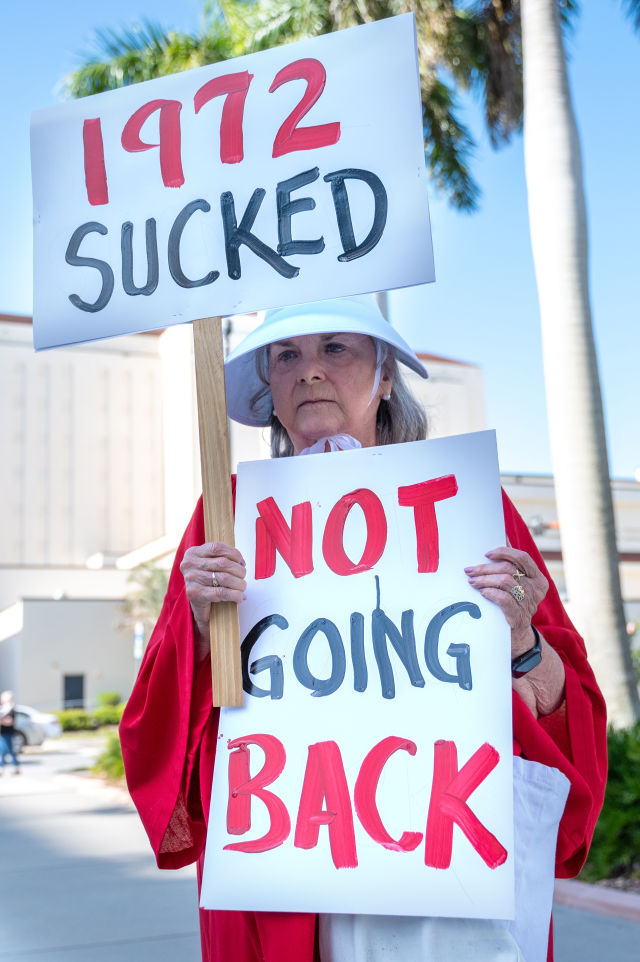 A protestor at Planned Parenthood's "Save Roe" rally.