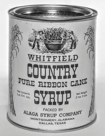 Can of whitfield country pure ribbon cane syrup packed by the alaga syrup company in montgomery alabama 1 gofseo