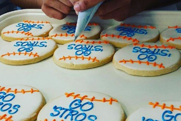 Astros Throwback Ghost Post Baseball Season Sugar Cookies - 1