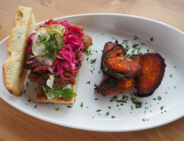 Crispy Chicken Sandwich at Fork and Hen.