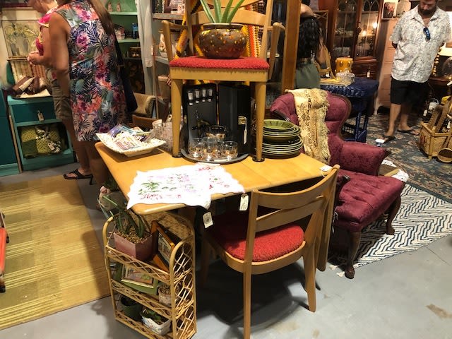 A Heywood Wakefield drop-leaf table