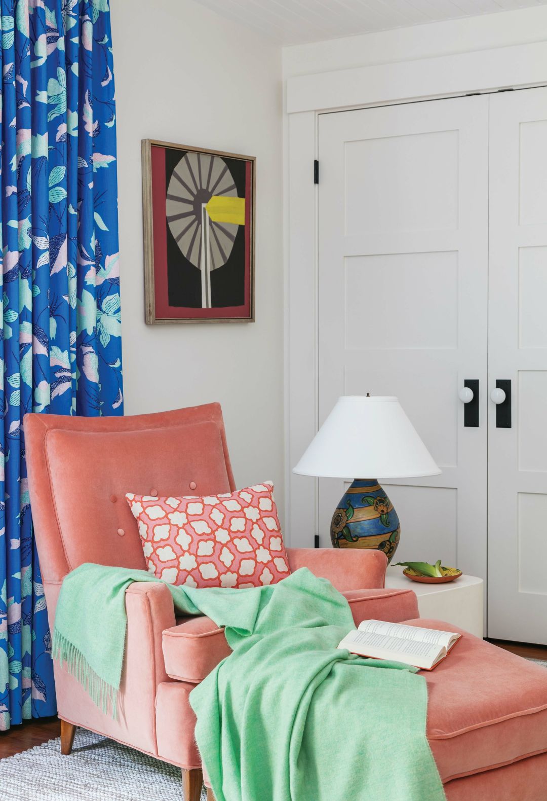 Colorful furniture pieces, throws, table lamps and window treatments can make any space sing.