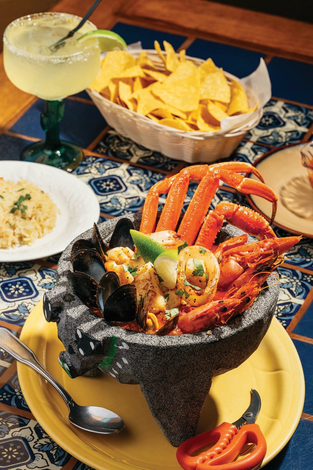 Molcajete siete mares at Mariscos Azteca.