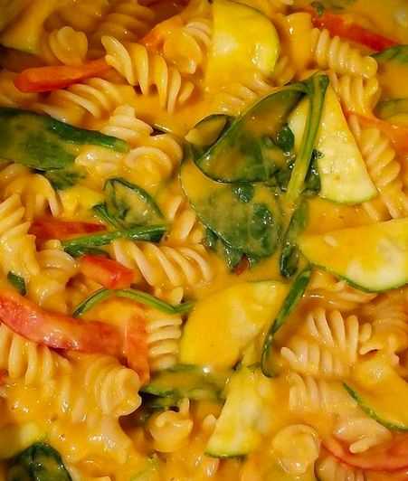 Nikki's vegan fusilli pasta.