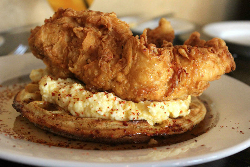 Eat This Now Chicken and Waffles at Jonathan's the Rub Houstonia