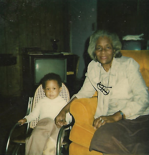The author of this story as a baby with her grandmother.