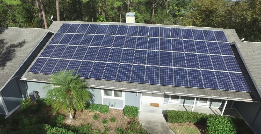 Solar panels on the roof of a home.