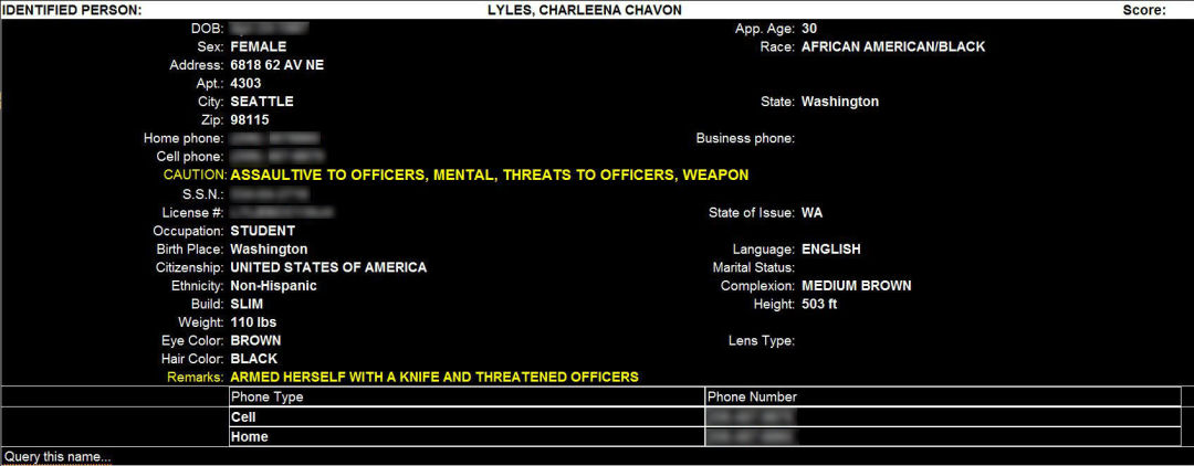 Charleena lyles police hazard info caution fpeocb