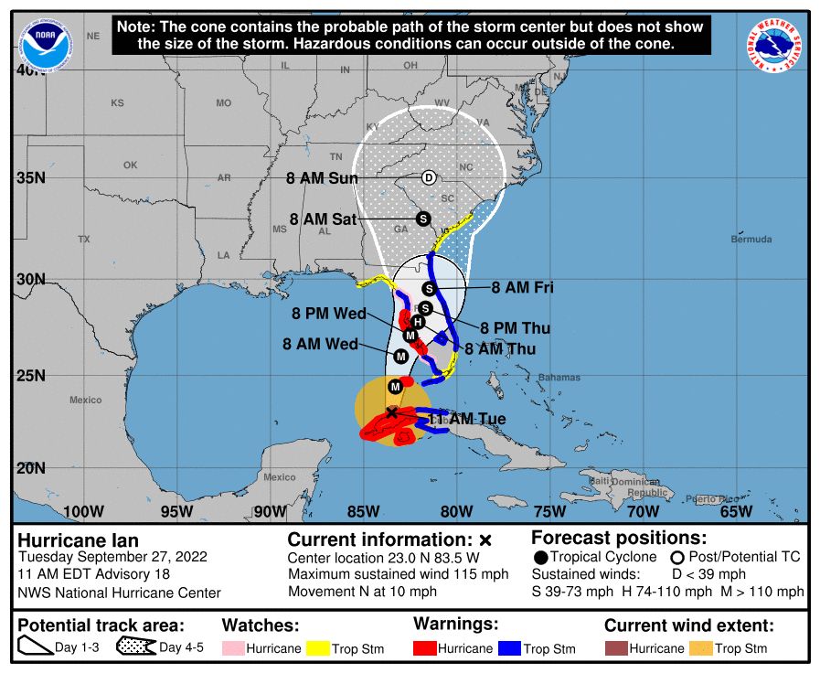 Hurricane Ian as of 11 a.m. on Sept. 27, 2022