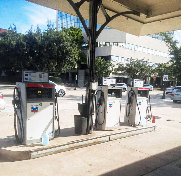 The gas pumps at Reese's Service Station.