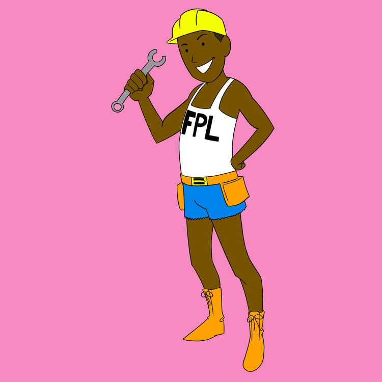 Illustration of a man in FPL work clothes.