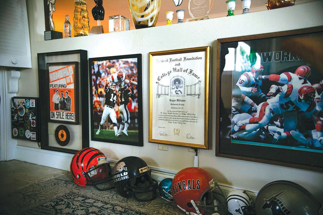 Reggie Williams' wall of memorabilia in his downtown Sarasota home