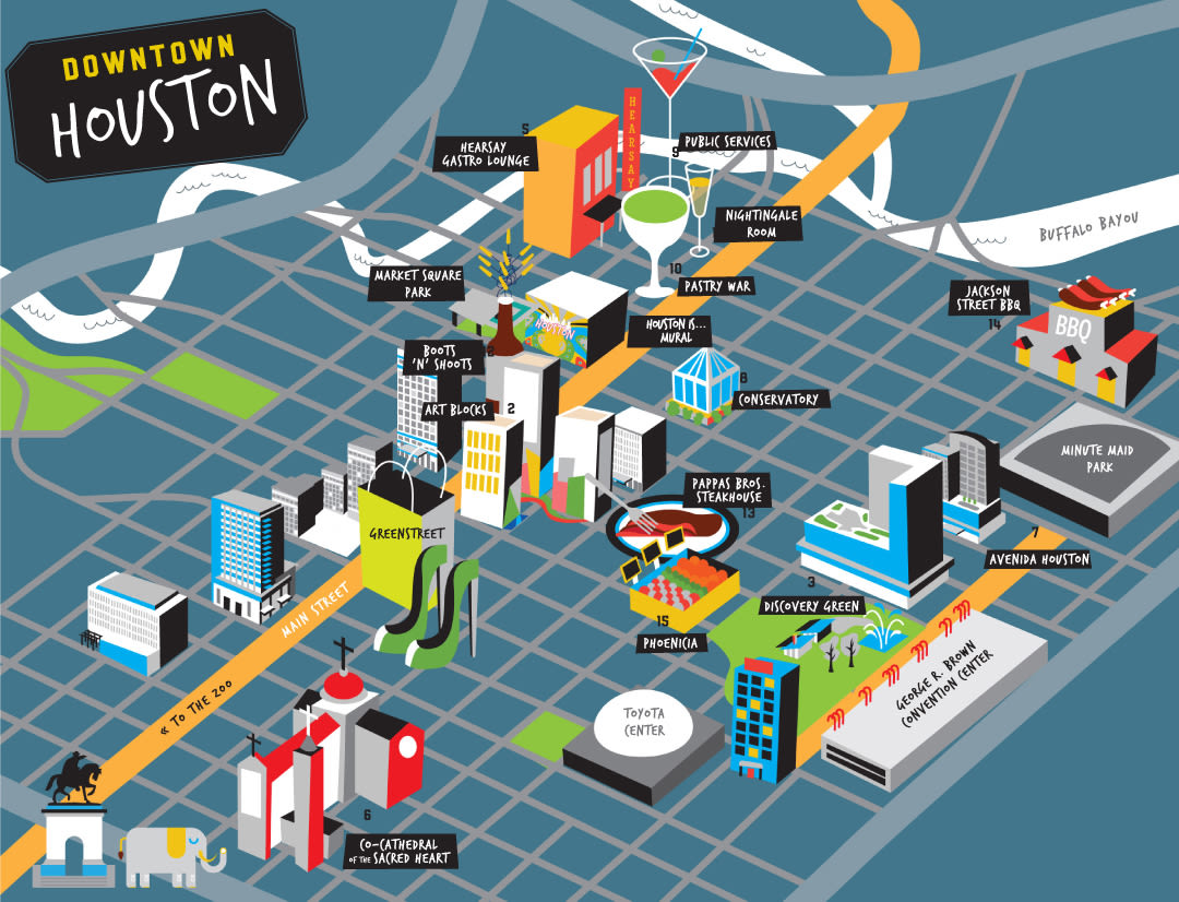 Street Map Of Downtown Houston World Map - Bank2home.com