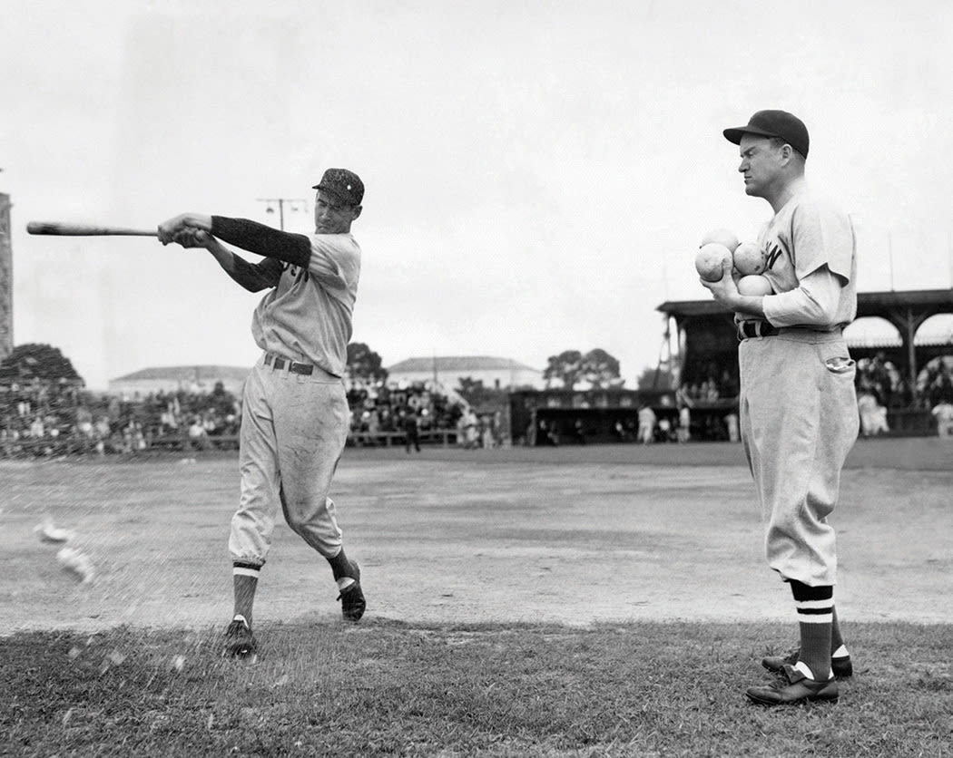 Ted Williams, hitting a grapefruit in Sarasota during batting practice in March 1940.