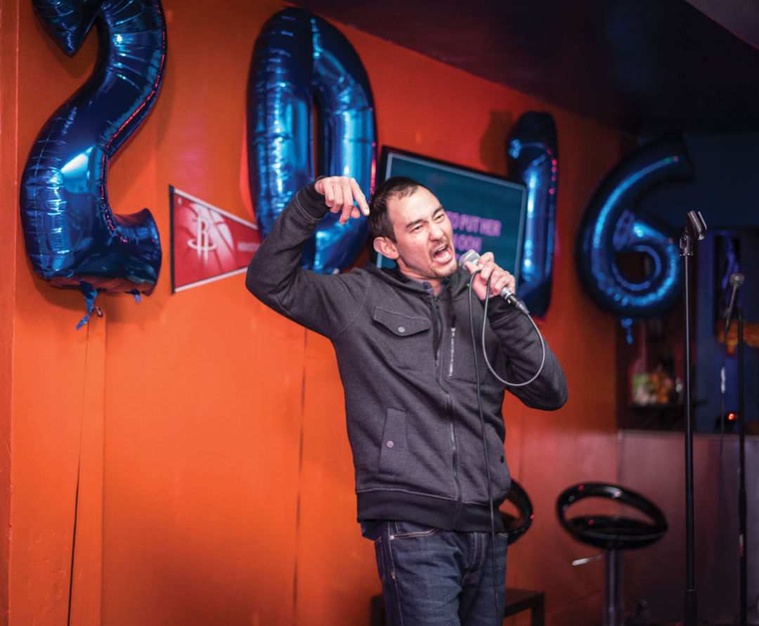 0216 best bars downtown glitter karaoke man singing mgypgr