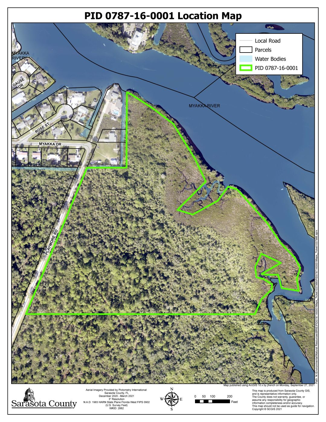 Sarasota County map of the recently acquired 25 acres.