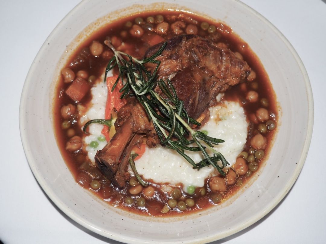 Braised baby lamb shank from the Greek epicurean menu at Michael's on East.