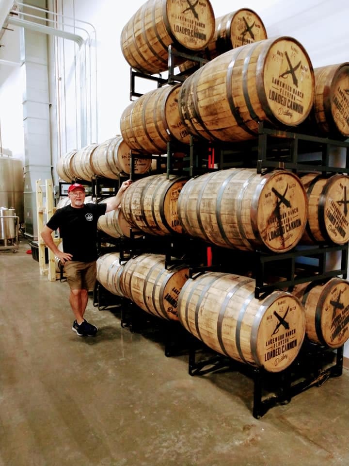 Barrels of liquor at Loaded Cannon Distillery