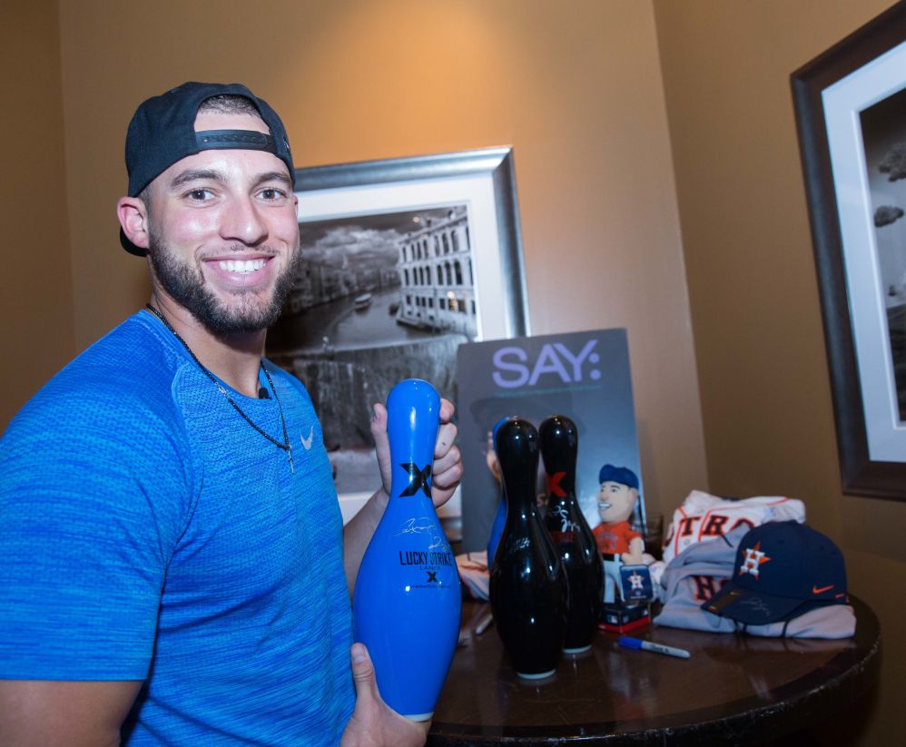 Astros star George Springer, teammates and fans bowl a strike for