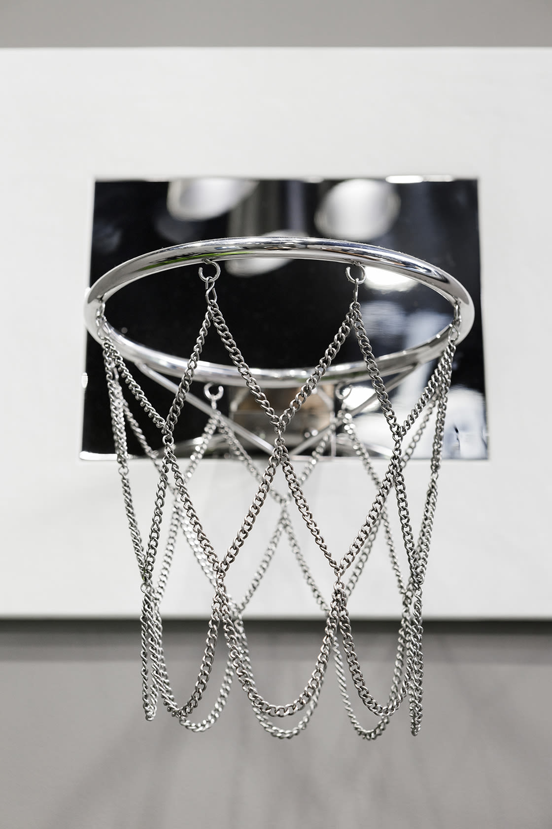 CB2 - November Catalog 2020 - Grey Leather and Brass Basketball Hoop