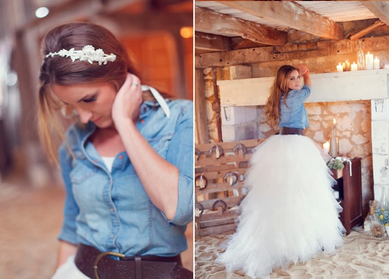 denim jacket with wedding dress