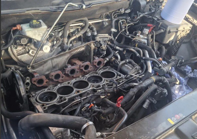 Engine bay under repair