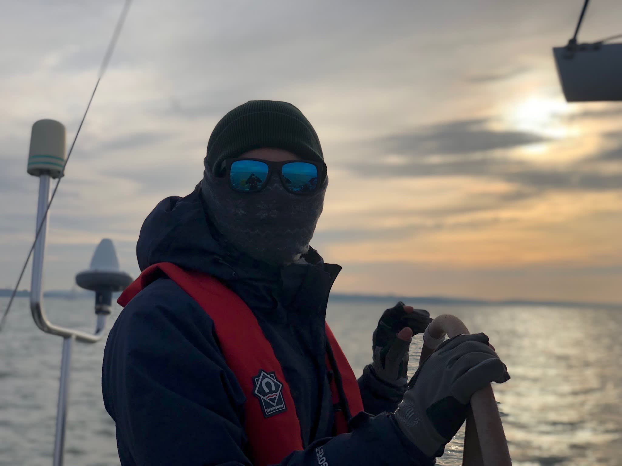 Chris on a cold Day Skipper course