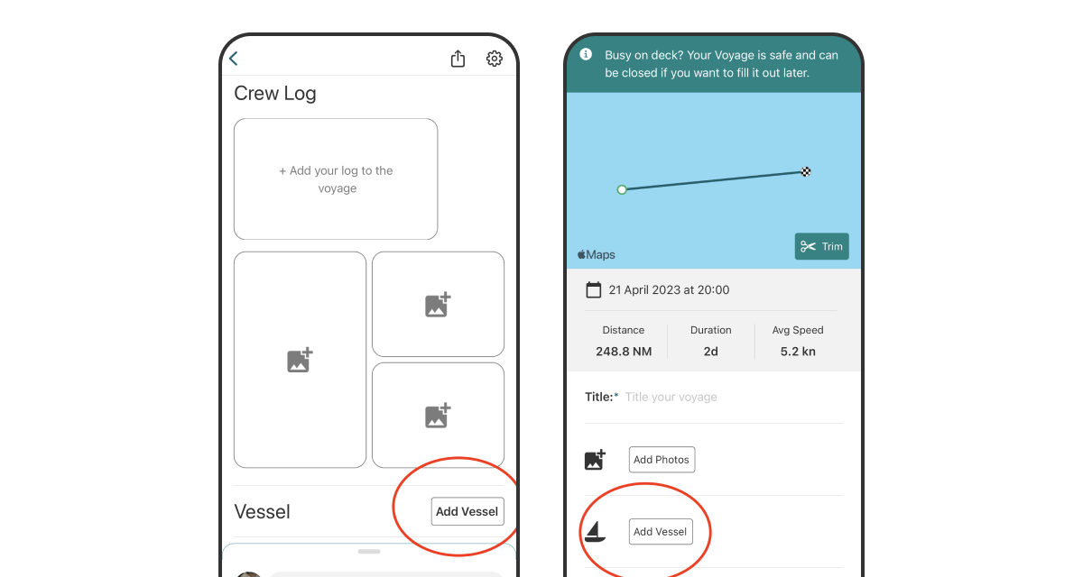 Add Vessel to your Voyage