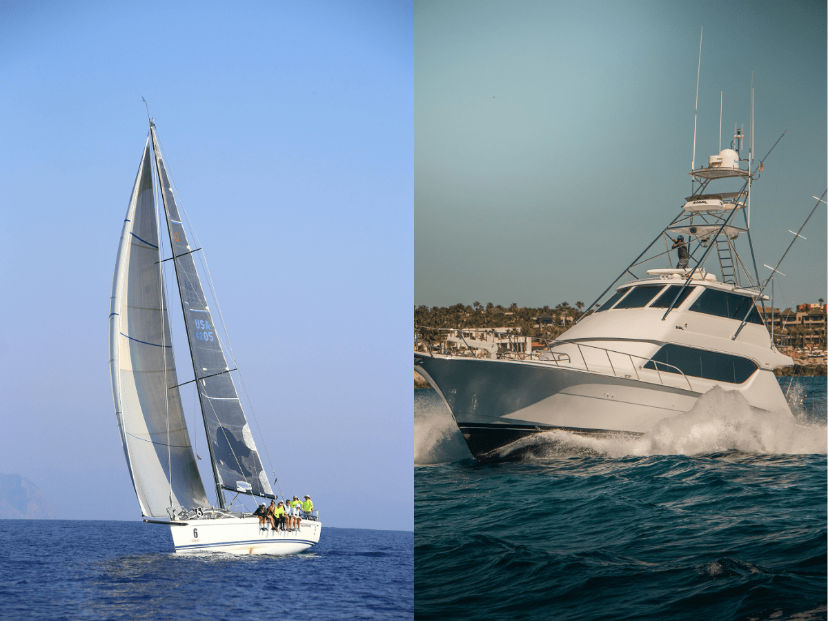 Yacht speed compared to sailboat wind speed.