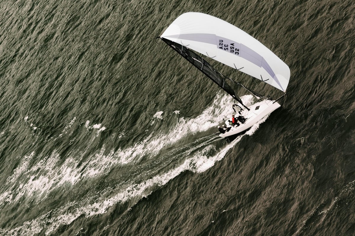sailboat on a beam reach sailing across the wind