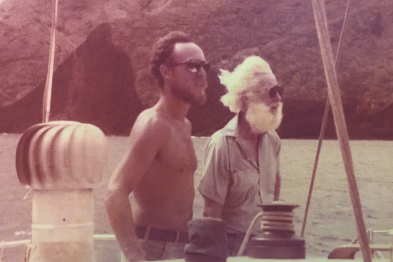 captain's jim and eldon coon, sailing on trilogy catamaran