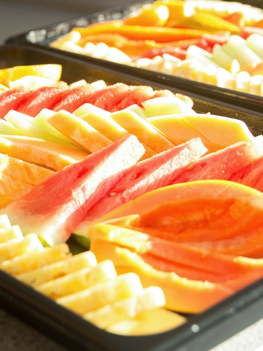 fruit platter on trilogy snorkel sail with papaya and watermelon