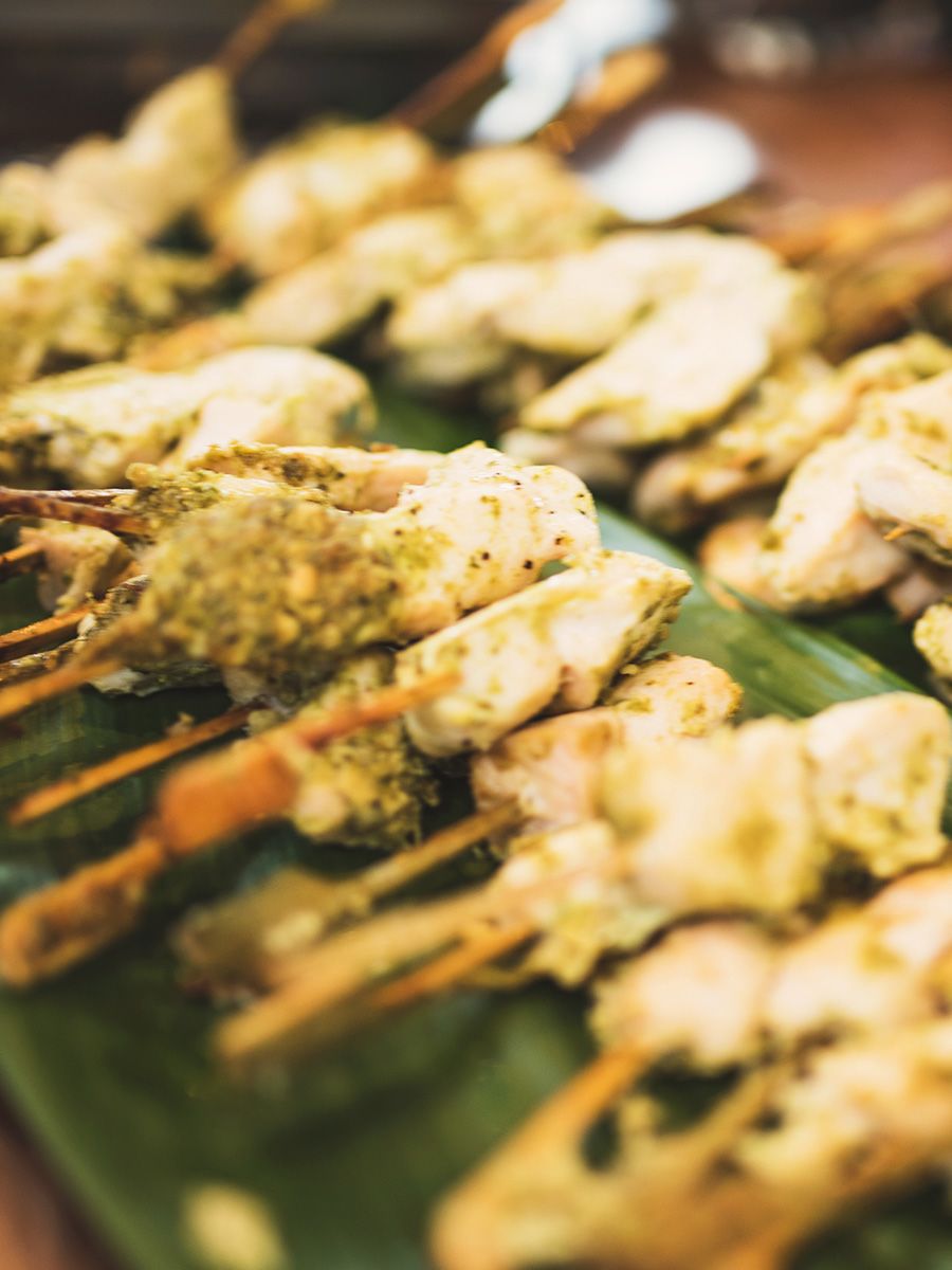 gallery8 chicken skewers with pesto sauce