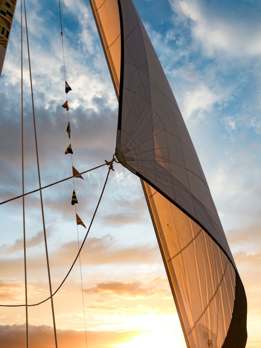 sunset catamaran sailing on maui