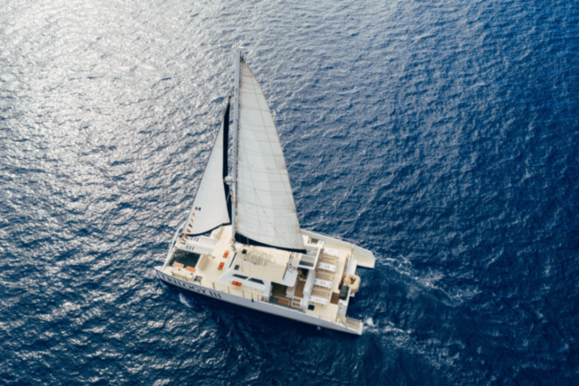 luxury catamaran sailing on maui