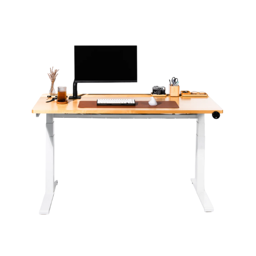 ErgoTune Hexon Desk 150x58 Honey Maple Top / White Frame