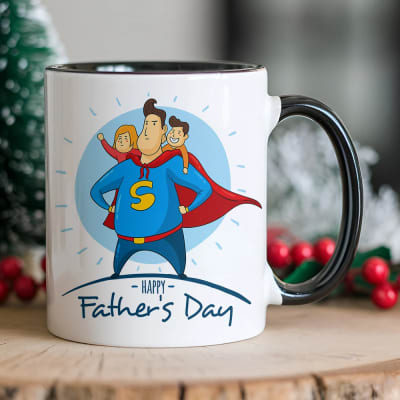  "Happy Father's Day" Super Dad with Kids Printed Ceramic Mug