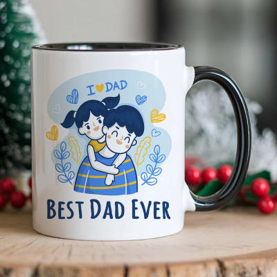 "Best Dad Ever" Daughter Hugging Printed Ceramic Mug 