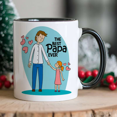 "The Best Papa Ever" Father Daughter Printed Ceramic Mug