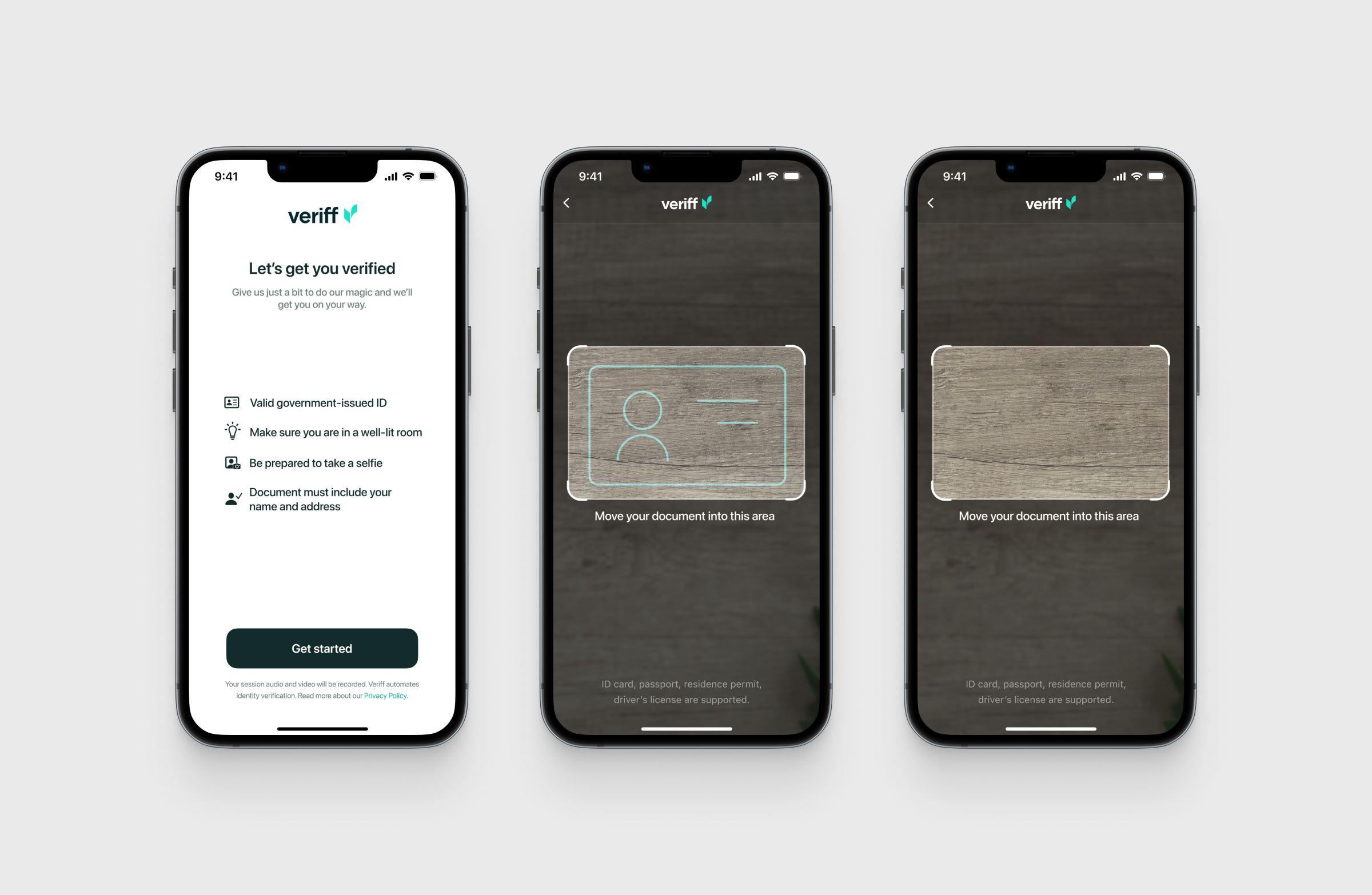 Starting with welcome screen, and making sure the user is ready to capture the image.